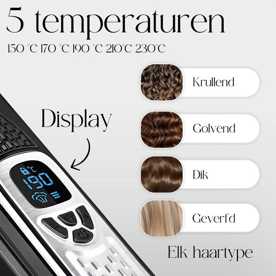 Sansbeauté® Steam Straightener - Lisseur à vapeur - Plaques larges - Lisseur professionnel - Lisseur à vapeur - Noir