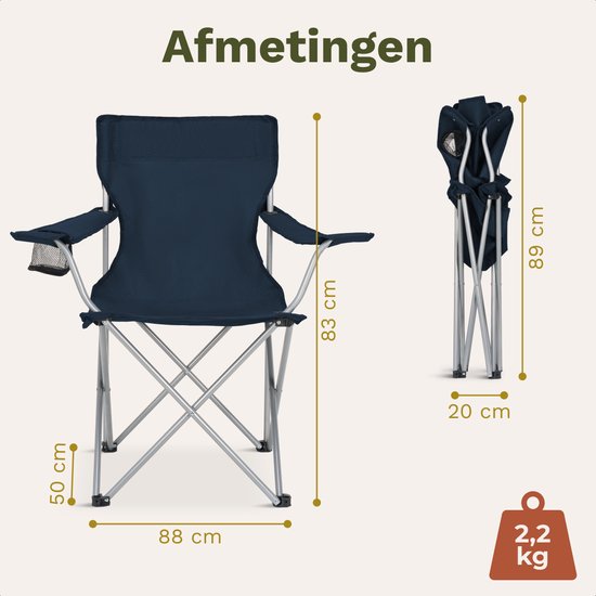 TRVLMORE Chaise de camping - pliable - capacité de charge 120KG - sac de transport inclus - chaise pliante - chaise de pêche - chaise de camping - chaise pliante - bleu