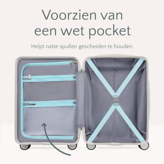 Skycases City Walker - Ensemble de valises 3 pièces | Léger et durable | 20, 24 et 28 pouces | Roues pivotantes à 360° | Verrouillage TSA | Housses de protection incluses - Bleu Tiffany