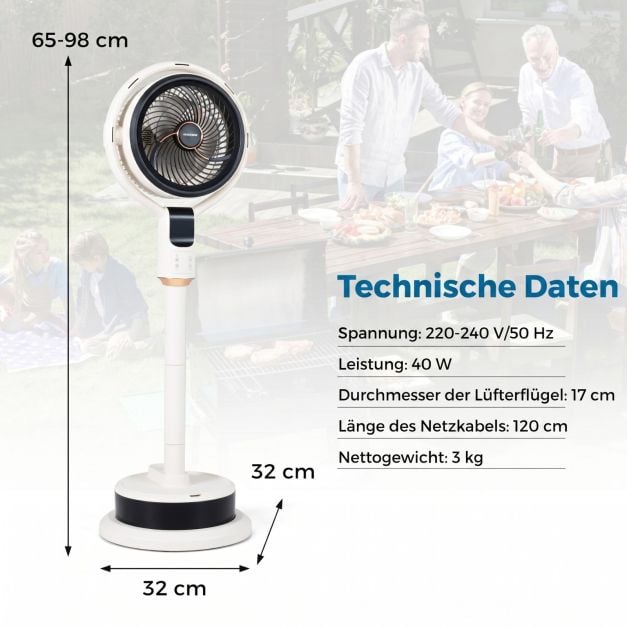 Ventilateur nébuliseur Coast avec télécommande – 65-98 cm – 1,7 L – Blanc