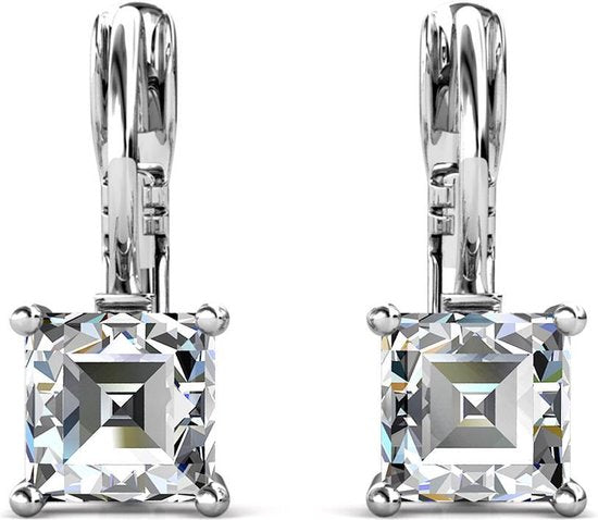 Yolora Ladies Earrings - Kalpa Camaka Crystals - Silver - 18K White Gold Plated - Women's Earrings Silver - Jewellery - Luxury Gift Box - Gift Box - Exclusive Gift Box - Beautiful Gift Packaging