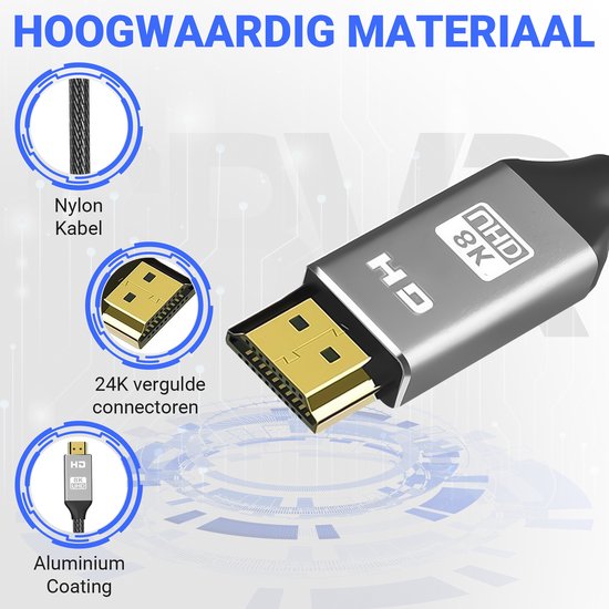 SBVR - Câble HDMI 2.1 - 8K Ultra HD - 4K 120 Hz - Câble HDMI en nylon - 1,2 mètre