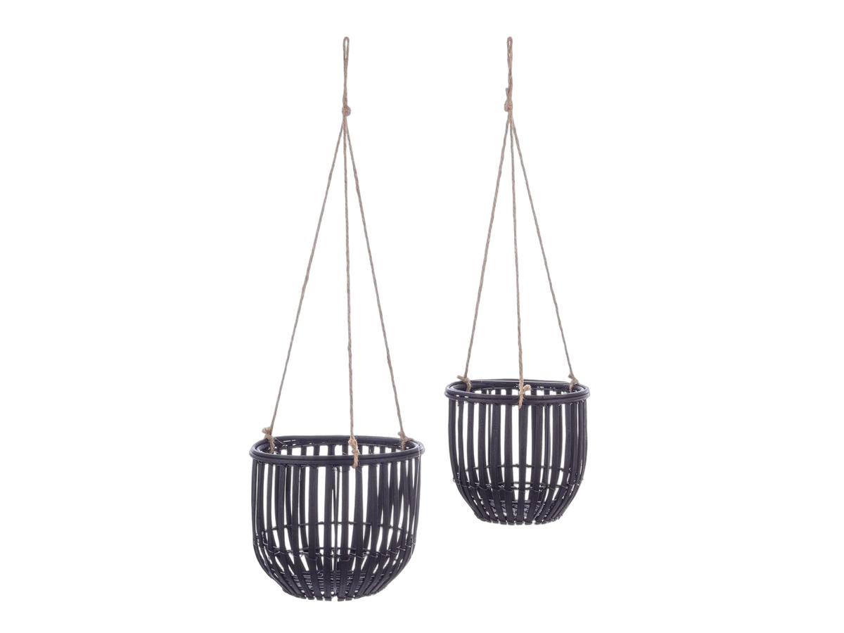 Paniers suspendus pour plantes Bizzotto - Lot de 2 - Modèle rond - Noir