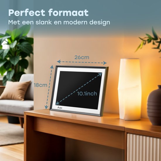 Audyn Cadre photo numérique - HD - avec WiFi - 16GB - écran tactile IPS - fonctionne avec l'application Frameo - Cadre photo