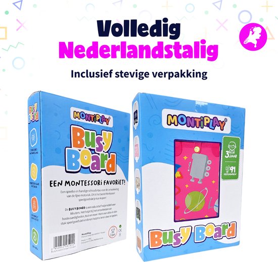 MontiPlay® Jouets Montessori - Jouets sensoriels - Tableau d'activités - Cahier d'activités Montessori - Jouets éducatifs - Jouets de voyage - Tableau d'activités - Jouets de motricité sensorielle - Jouets pour la voiture