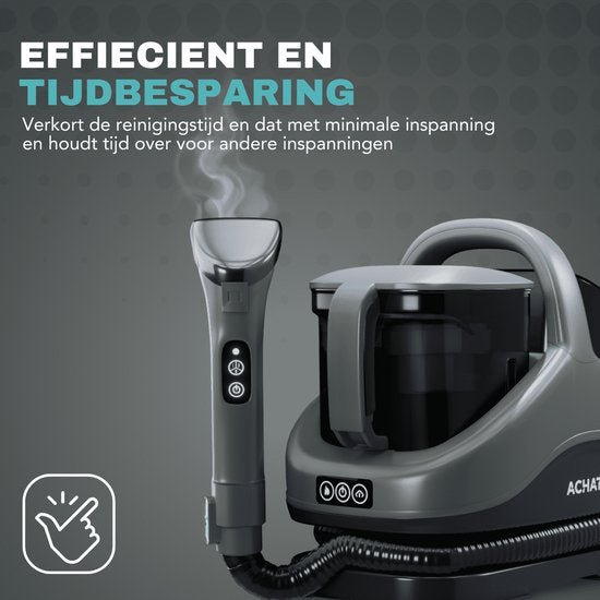 Achaté Nettoyeur de taches 5 en 1 Pro - Fonction vapeur et eau chaude - 1300 W - 45,5 x 38,8 x 33 cm - Gris