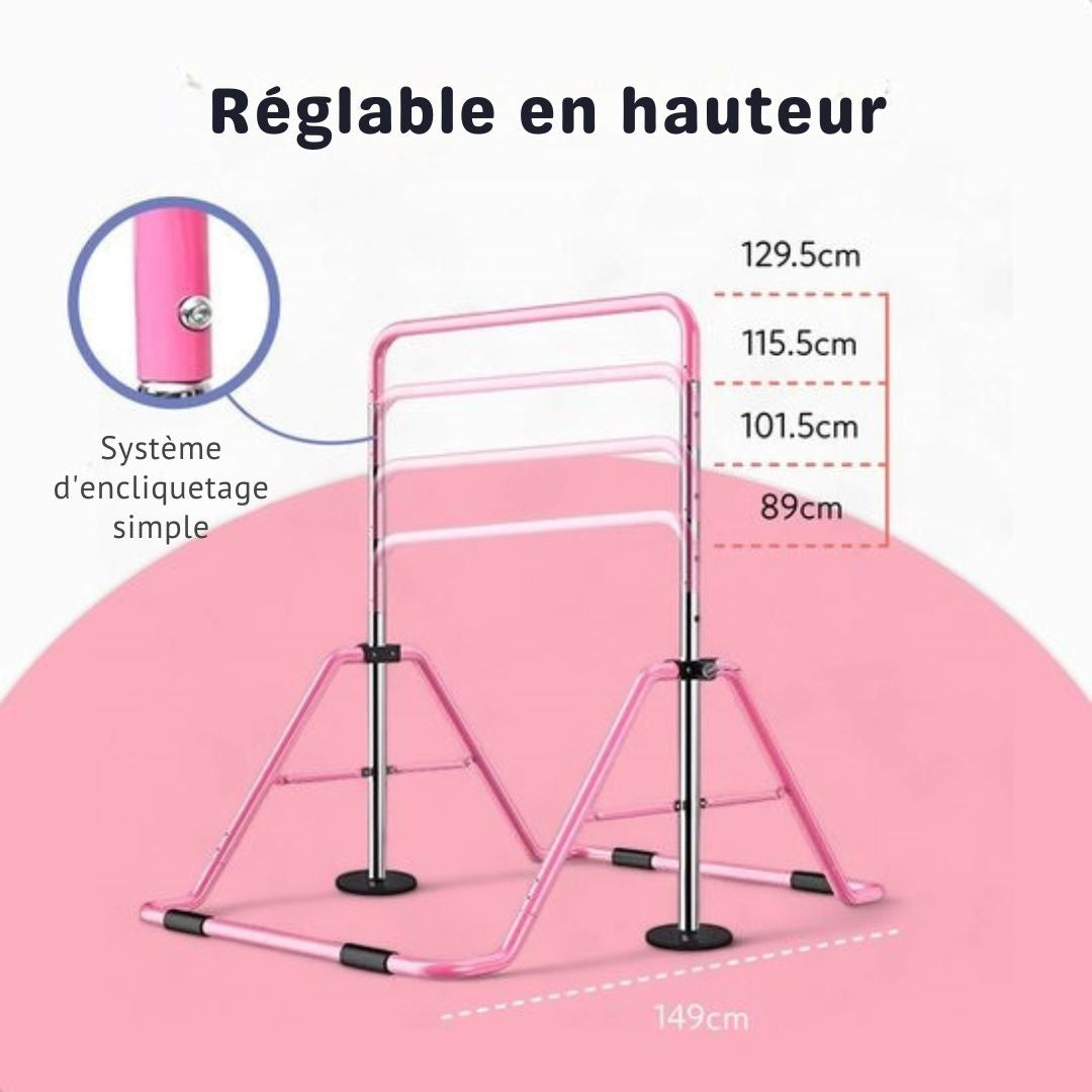 Cadre de gymnastique pliable Proskill- Cadre d'escalade - Réglable en 4 hauteurs - Enfants - Bambin - rose