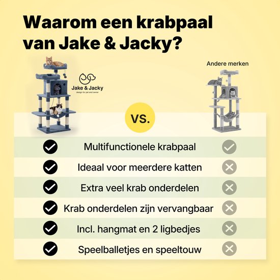 Jake et Jacky : Arbre à chat - Arbre à chat - Meuble à griffer - Arbre à chat - Arbres à chat - Maison pour chat - Gris foncé - 147 cm de haut