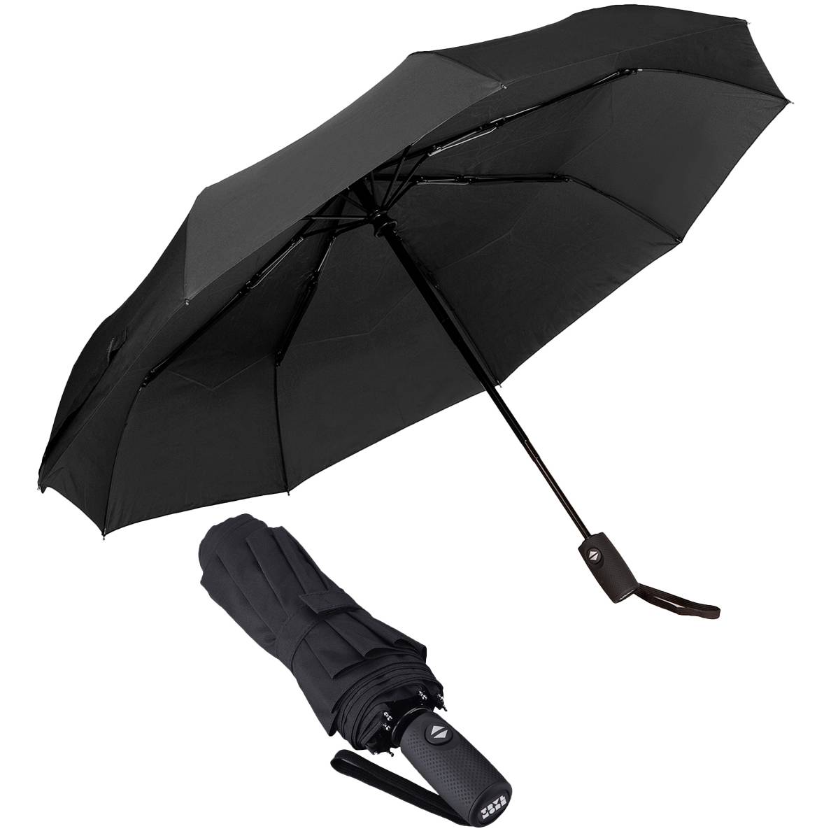 Parapluie anti-tempête automatique TRVLMORE, 107 cm de diamètre, noir – léger et résistant au vent