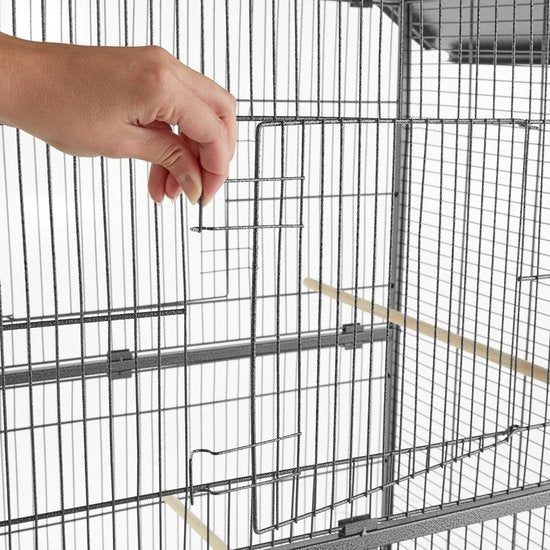tectake® - cage à oiseaux - volière - avec toit pointu - hauteur 168 cm - sur roulettes