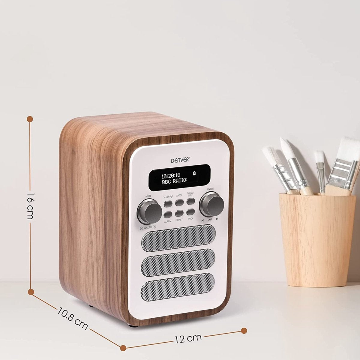Radio rétro - Denver DAB+/ FM Radio - Bluetooth - Ecran LCD - Blanc