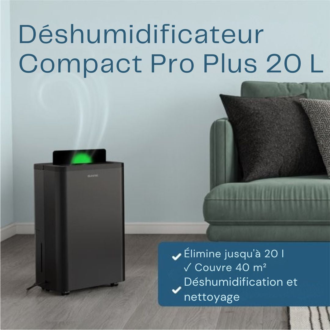 Déshumidificateur Auronic - Compact Pro Plus - 20L - Chambre à coucher, salle de bain, salon et bureau - d'intérieur - Noir