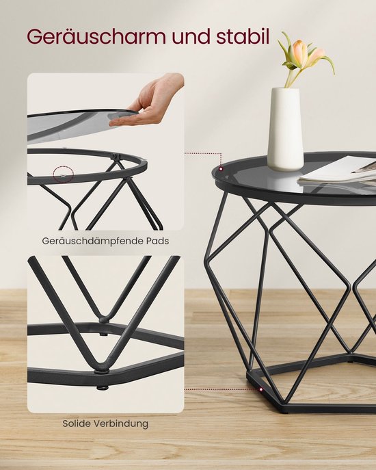 Set de 2 tables d'appoint - tables d'appoint - verre trempé - acier - léger - montage facile - design moderne - 50 cm x 40 cm x 40 cm et 40 cm x 36 cm x 36 cm