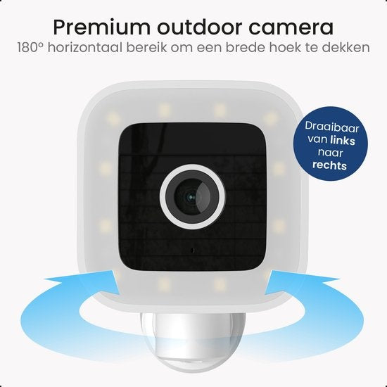 Gologi Premium Outdoor Camera - Caméra extérieure avec vision nocturne - Caméra de sécurité - Caméra de sécurité - 4MP - Caméra IP - Détection de son et de mouvement - Avec câble - Avec Wifi et App - Blanc