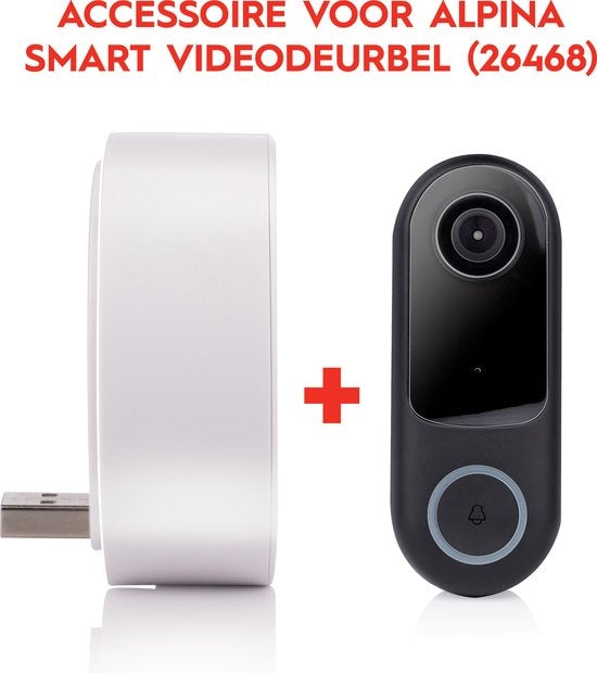 alpina Gong - Carillon - pour sonnette vidéo 26468 from alpina smart home - Sans fil - Portée de 60 mètres - Volume réglable - 4 sons