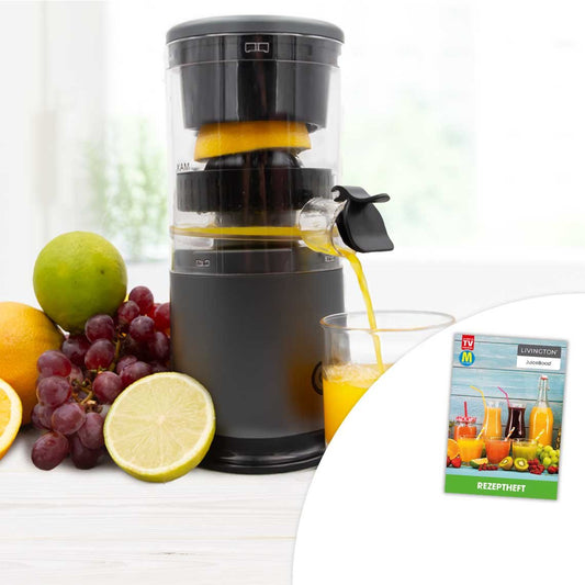 Extracteur de jus sans fil Livington JuiceBoost - Livre de recettes inclus - Compact et léger - Extraction de jus préservant les vitamines