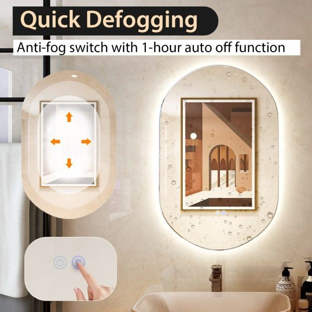 Coast Miroir à Led dimmable pour salle de bain - Miroir mural - 80x50 cm