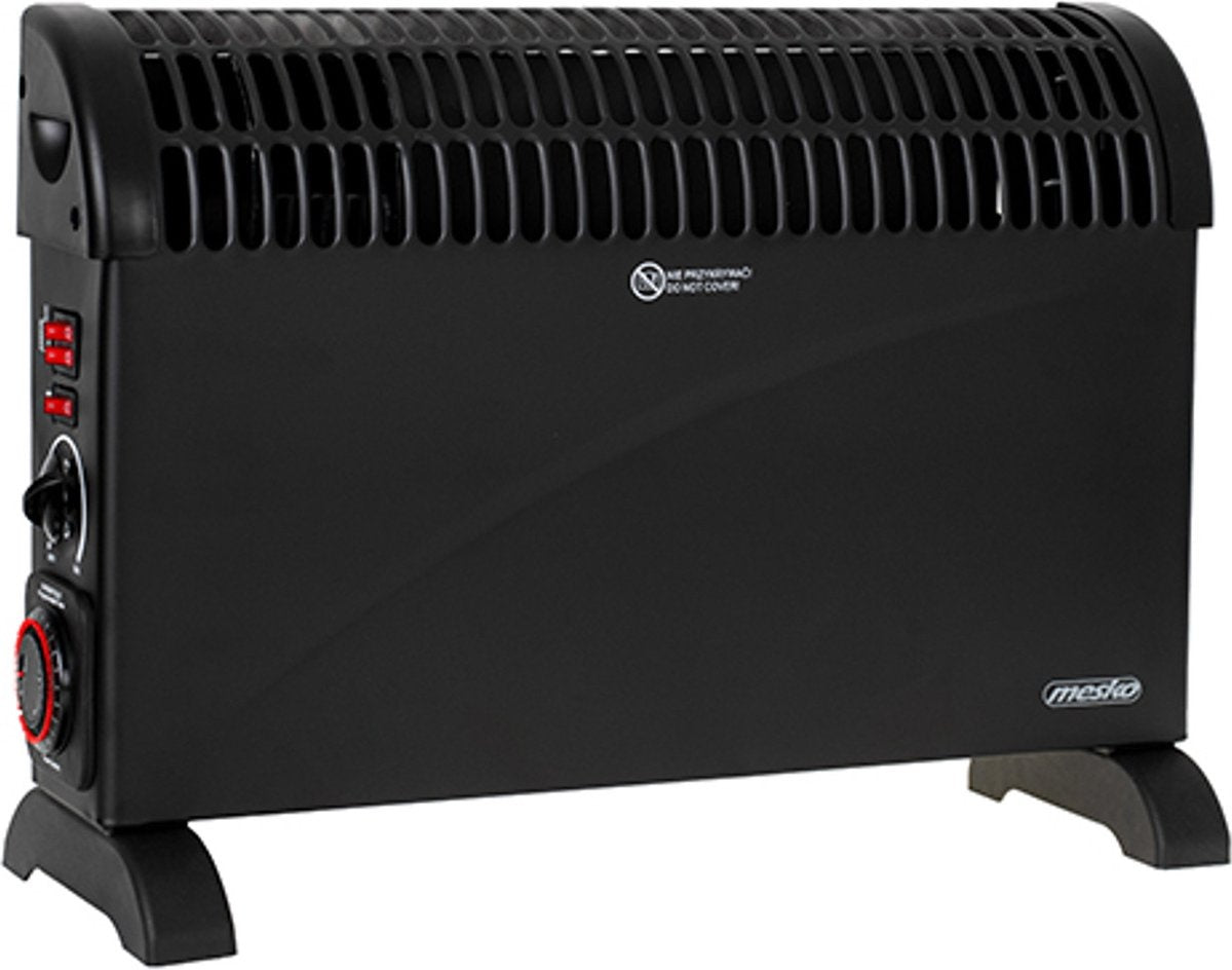 Convecteur Électrique Mesko - Thermostat Réglable & Minuterie 24H - Noir
