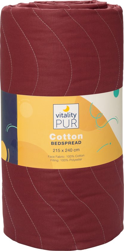 Vitality Pur - Couvre-lit en coton de luxe - 2 personnes - Bleu/Rouge - 240x215