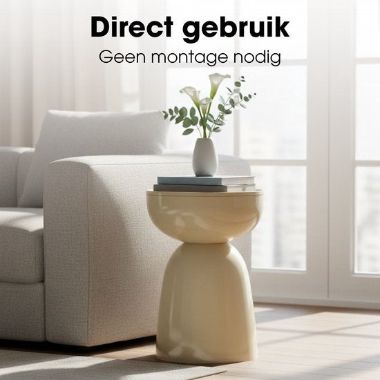Mica Decorations Elliot Table d'appoint - Table d'appoint ronde H45 x Ø32 cm - Petite table d'appoint pour le salon ou la chambre - Idéale comme table pour plantes - Fer avec revêtement par poudrage - Beige