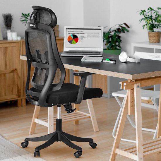 Bayt Ergonomic Office Chair - Chaise de bureau - Chaise de bureau adultes - Chaise de bureau - Réglable - Appui-tête - Noir