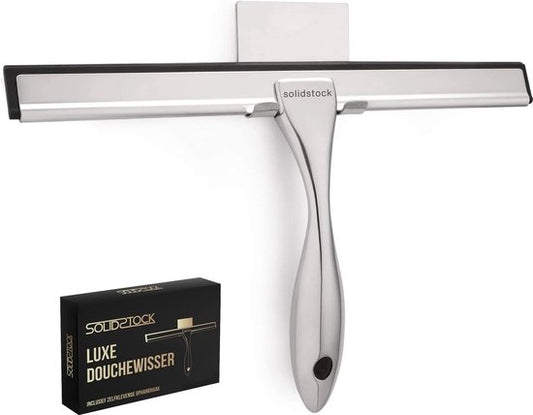 Essuie-douche en acier inoxydable - Extracteur de douche de luxe - Crochet de suspension sans perçage - Extracteur de douche chromé