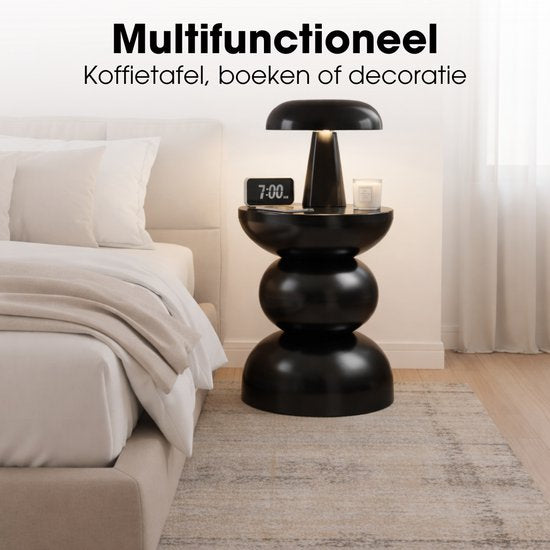 Mica Decorations Luna Table d'appoint - Table d'appoint ronde H46 x Ø32 cm - Petite table en fer pour chambre ou salon - Table de chevet ou table pour plantes - Noir