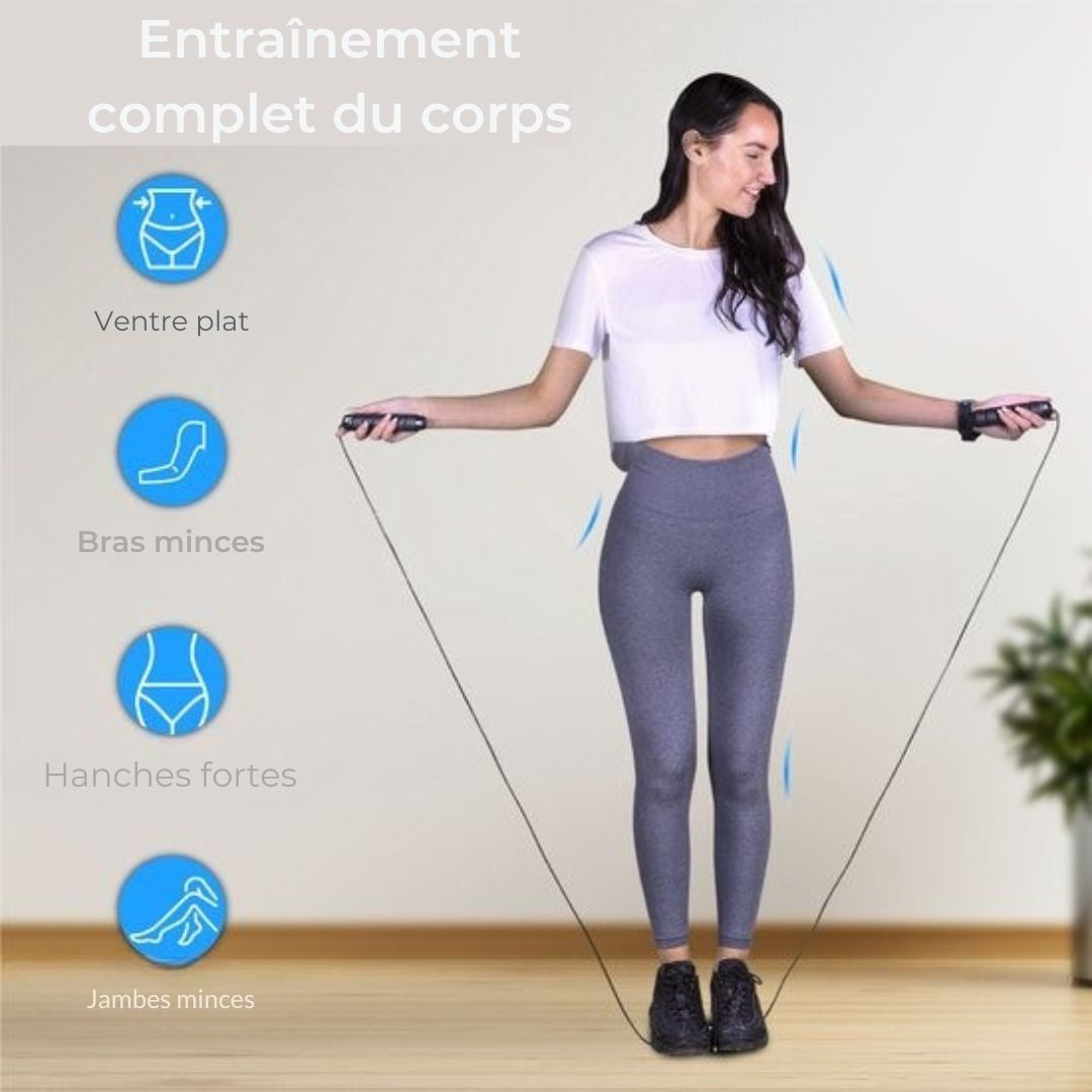 Corde à sauter sportive professionnelle - Nuvance  - réglable - Speedrope - pour adultes et enfants - noir