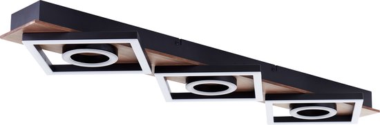 Plafonnier Brilliant Maureen - 88 cm - Noir avec bois