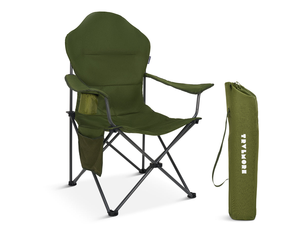 TRVLMORE Chaise de camping Small Plus Noir - 30 x 104 cm pliée - Capacité 160 kg - Design pliable