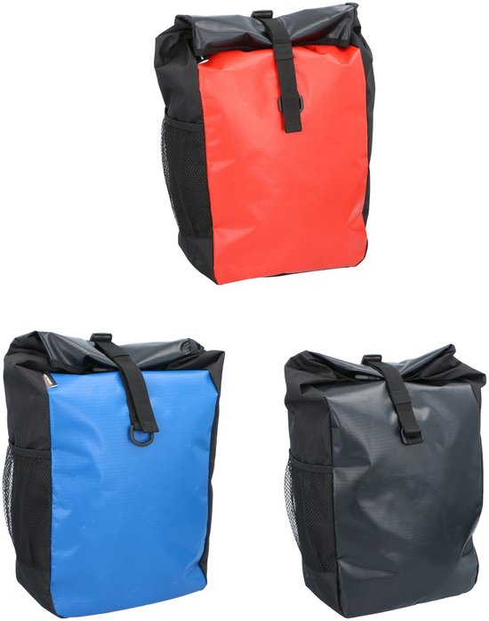 Sac à dos de vélo Dunlop 4-en-1 imperméable - Sac de vélo / sac à dos - 16 L - Sac à main ou sac à bandoulière - Noir / Rouge / Bleu
