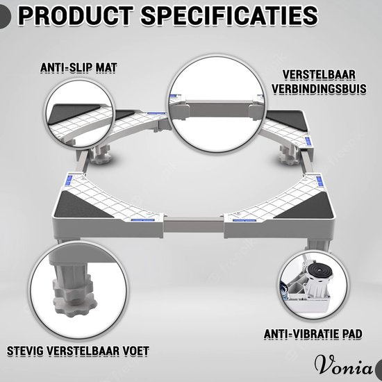Vonia Augmentateur pour lave-linge - Augmentateur universel pour produits blancs - Réglable - 300 KG