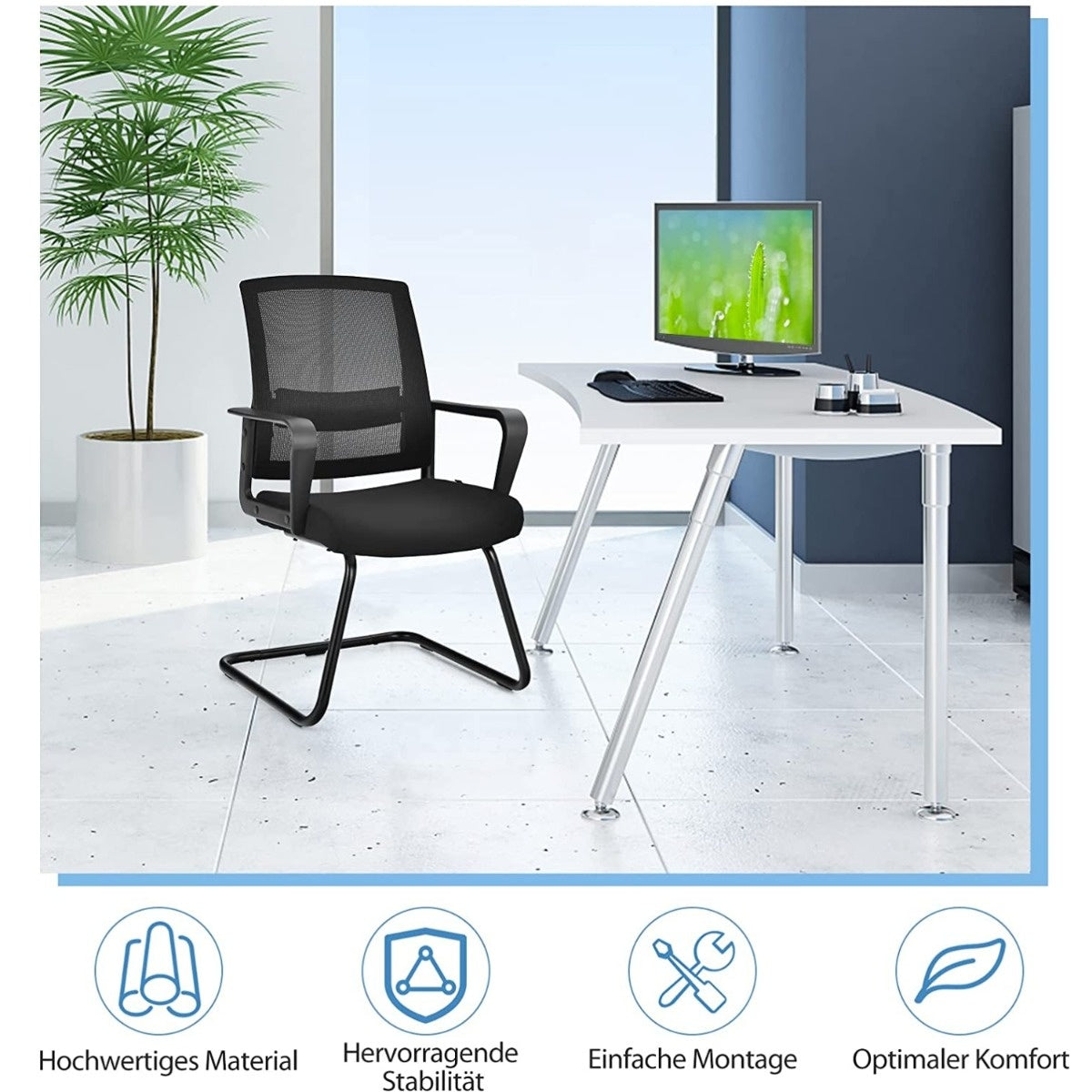 Coast Network Desk - chaise avec dossier jusqu'à 136 kg résiliente 60 x 54,5 x 94 cm noir