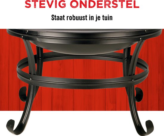 Brasero avec protection anti-étincelles – BBQ Collection - Foyer extérieur en acier carbone – 77 x 17 x 76 cm – Poêle de terrasse pour bois de chauffage - feu de camp et le jardin