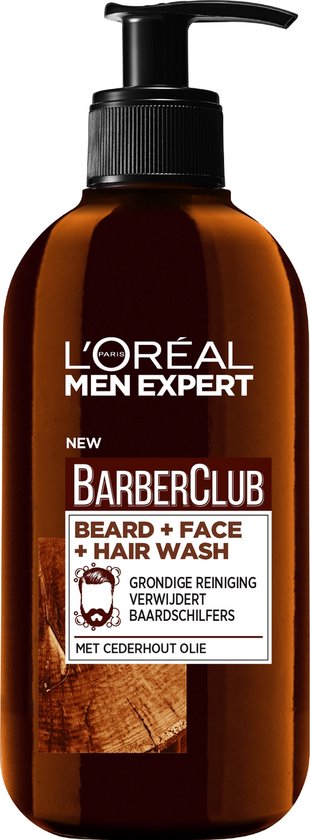 L'Oréal Paris Men Expert BarberClub Nettoyant visage 3-en-1 - 200 ml - Nettoyant pour la barbe, le visage et les cheveux