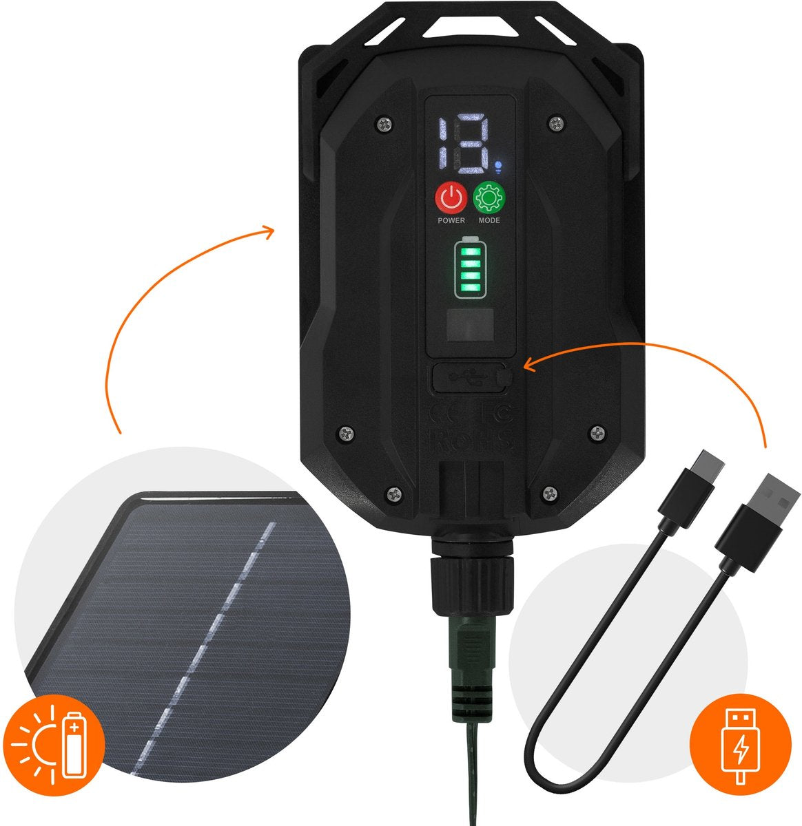 Chaîne lumineuse solaire à LED - 11 m - 560 LED blanc chaud - 13 positions - minuterie