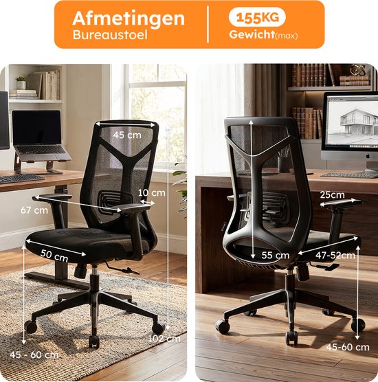 Fauteuil de bureau ergonomique Roveo - Fauteuil de gaming de bureau - Fauteuil de gaming pour adultes - Fauteuil gaming - Noir
