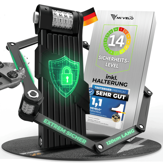 Cadenas pour vélo MIVELO  - Avec serrure à numéro - Acier inoxydable extrêmement robuste - 120 cm - Noir