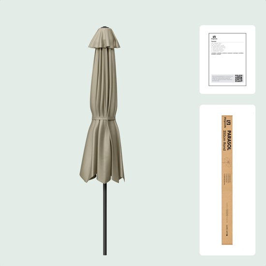 LifeGoods Parasol - Jardin - Ø350 cm - 30° inclinable - Imperméable - UPF50+ - Taupe