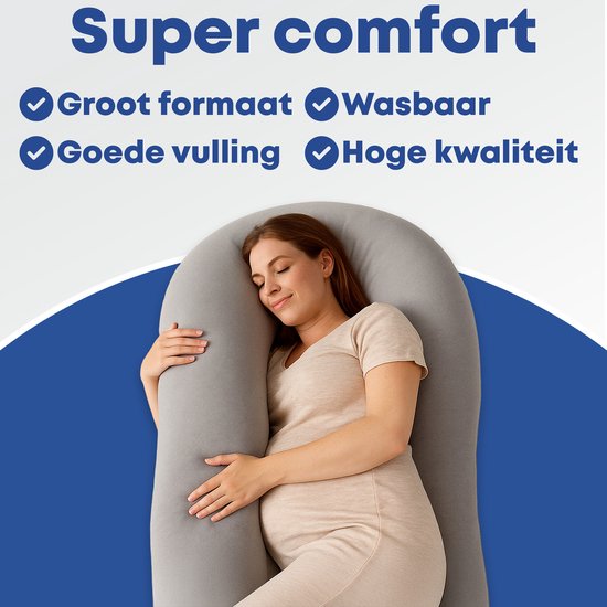 Oreiller de grossesse Earkings pour dormir sur le côté - Gris foncé - 140 x 80 cm