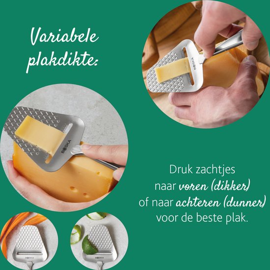 Boska Trancheur de fromage Monaco+ - Trancheur de fromage design - Lauréat - Trancheur de fromage à pâte dure - acier inoxydable - Trancheur de fromage lavable au lave-vaisselle - Conseil cadeau - Ustensiles de cuisine - Accessoires de cuisine - Garantie