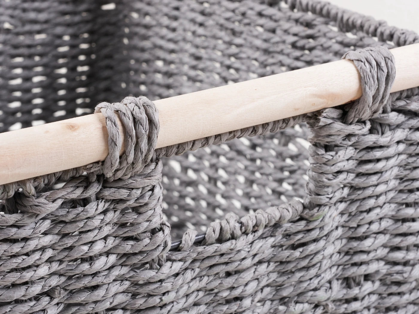 KEVAHOME : Paniers de rangement tissés à la main avec poignées en bois - Lot de 3 - Naturels et décoratifs