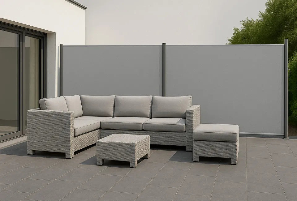 Brise-vent double en aluminium Hortensus 6 m x 1,8 m - Gris