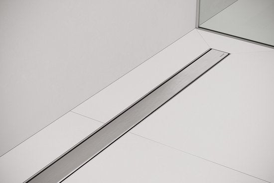 Caniveau de douche - Easydrain – Acier inoxydable brossé – 900 mm – Écoulement horizontal – Siphon intégré