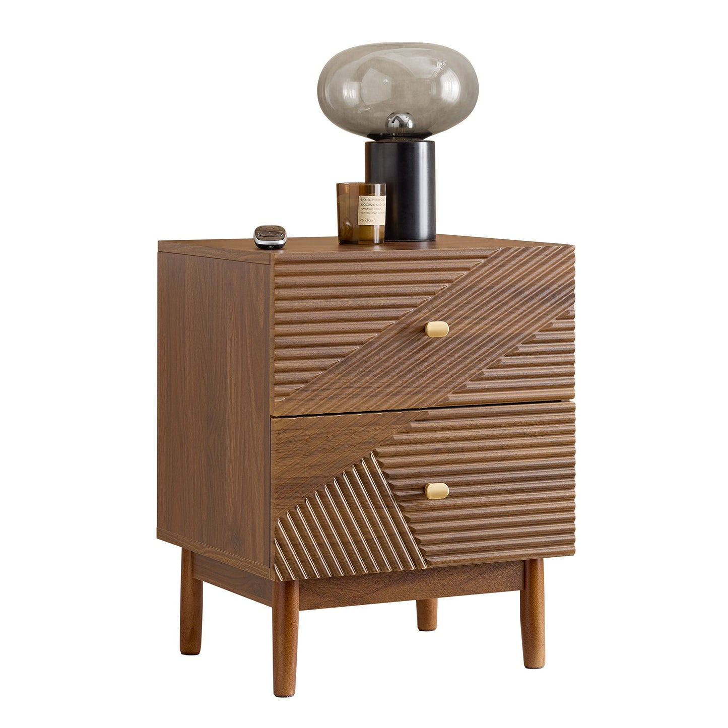 sobuy table de chevet vintage 2 tiroirs - marron - 45 × 40 × 58 cm