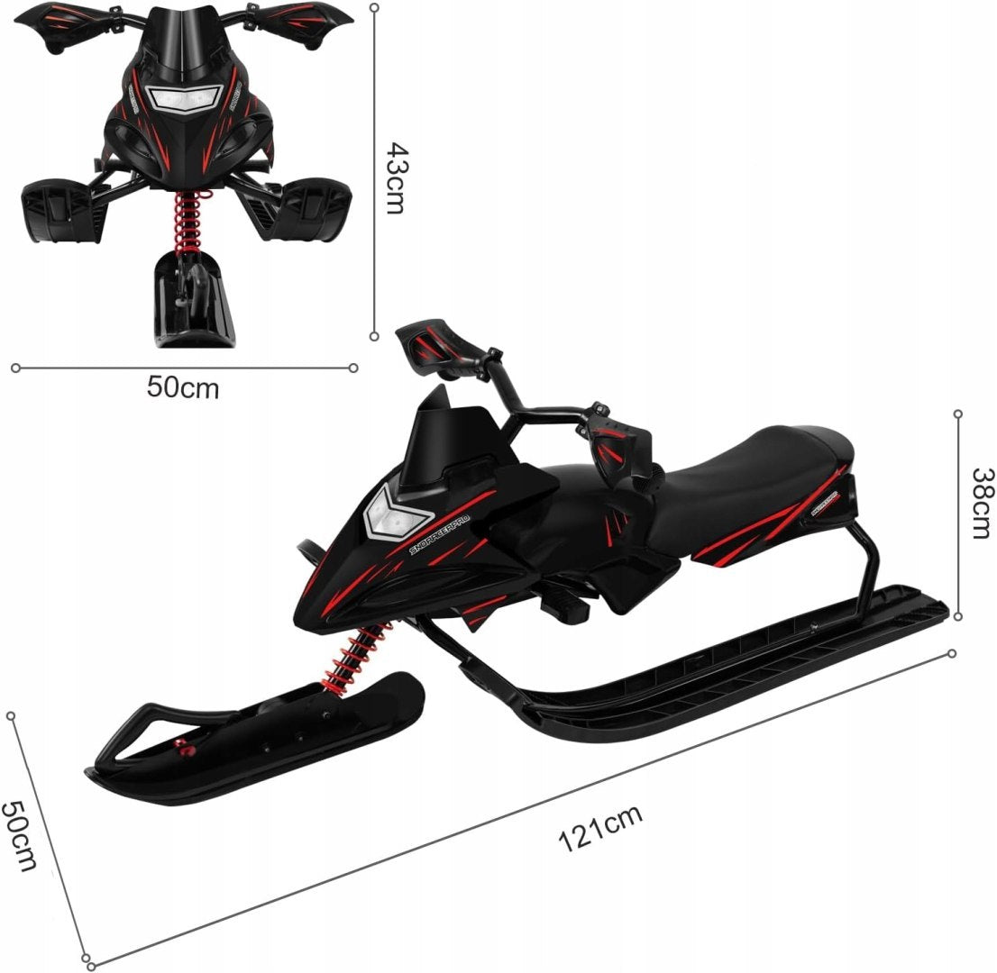Laneetal Luge pour enfants Noir/Rouge - 121 x 43 x 50 cm - Avec guidon et frein à pied - Jusqu'à 90 kg