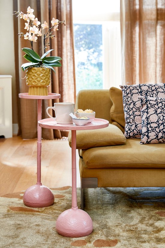 Mica Decorations Table d'appoint Colin - H58 x Ø34 cm - Aluminium recyclé - 100% FSC - Rose clair
