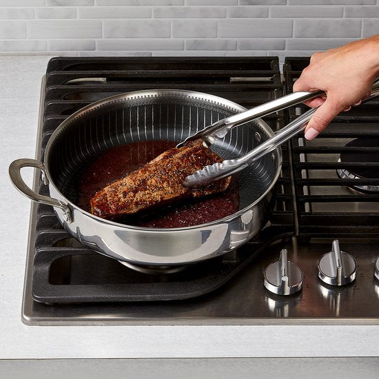 LIVINGTON Titan Pan - poêle en acier inoxydable revêtue de 28 cm avec revêtement antiadhésif diamanté - poêle haute résistante au four, adaptée à tous les types de cuisinières