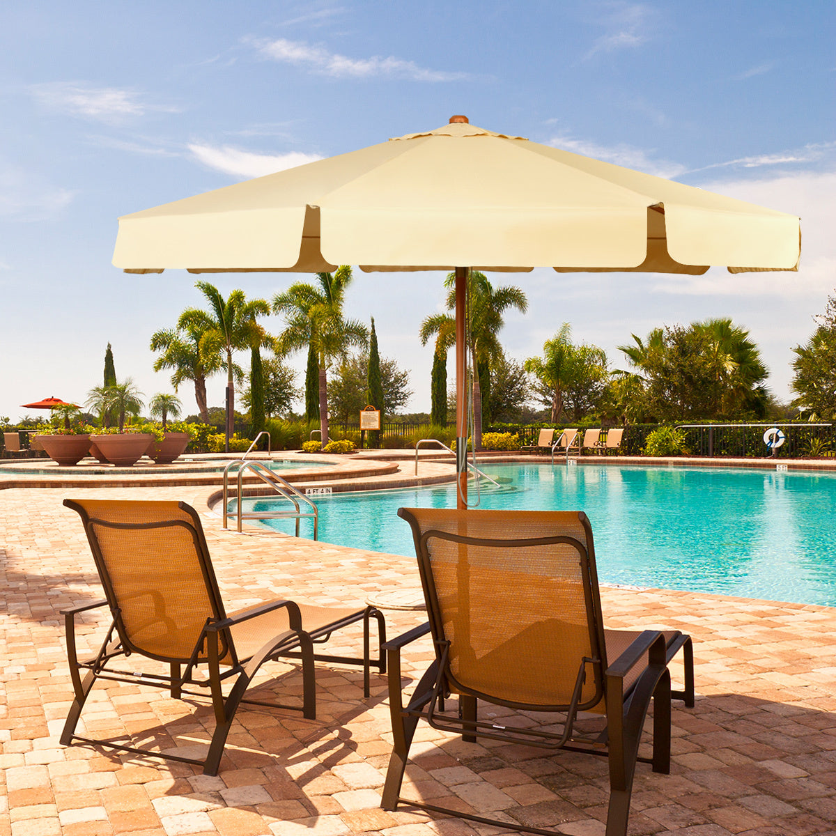 Coast parasol de jardin - inclinable - étanche - avec protection uv - bois - 3m - beige