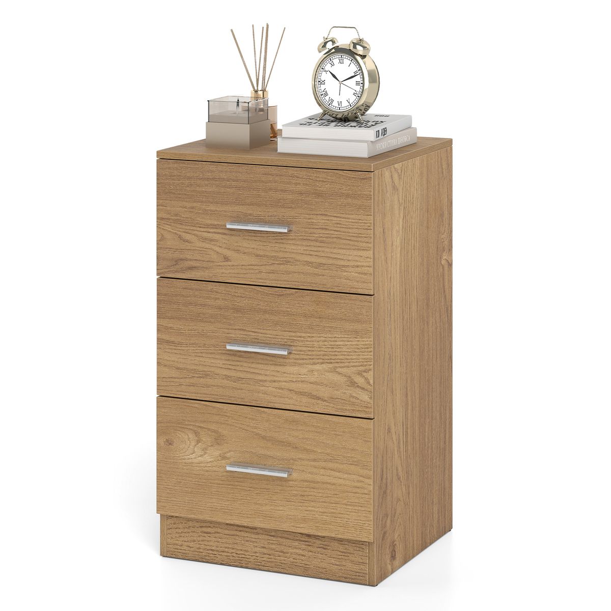 Table de chevet Coast - Commode en bois à 3 tiroirs - Design moderne - Naturel 38 x 35 x 66 cm